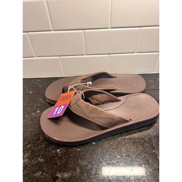 NWT Flojos Men's Slip-On Flip Flop Sandals Everyday Comfort Summer Brown Size 10 - Picture 5 of 10